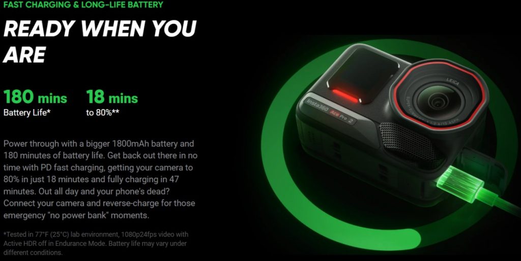 Insta360 Ace Pro 2 Battery Life