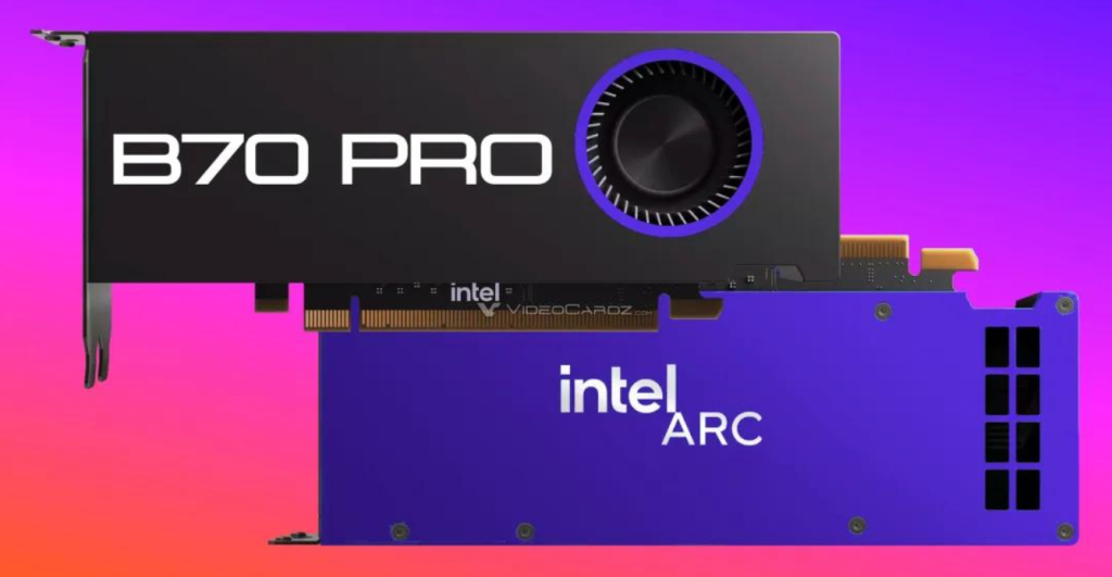 Intel Arc Pro B70 PRO workstation graphics card designed for professional AI applications