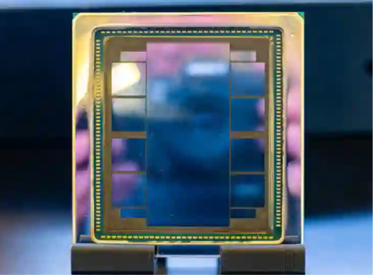 AMD Instinct MI350P GPU package revealing chiplet layout with XCD compute dies