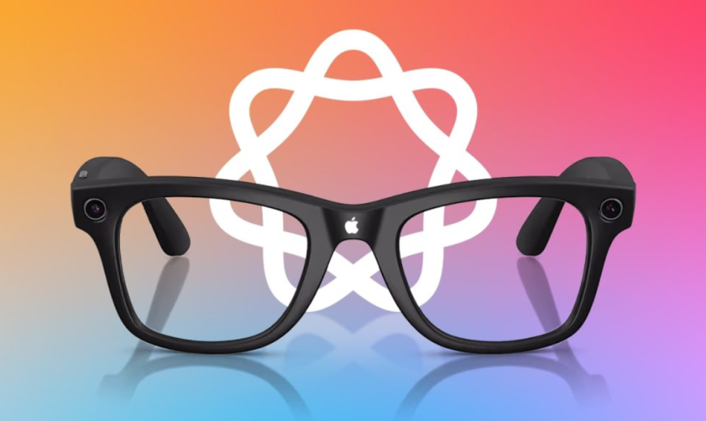 Conceptual design of Apple’s AI glasses, featuring a design without a display screen and a dual-camera setup that supports gesture control.