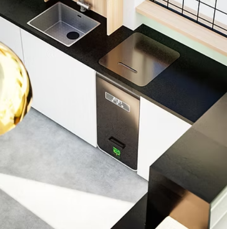 Countertop food waste recycler in use