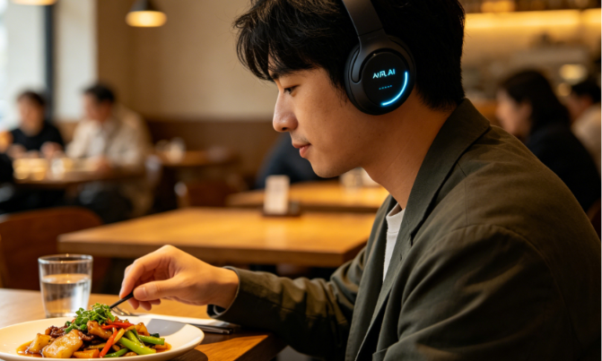 Earbuds analyze restaurant dishes