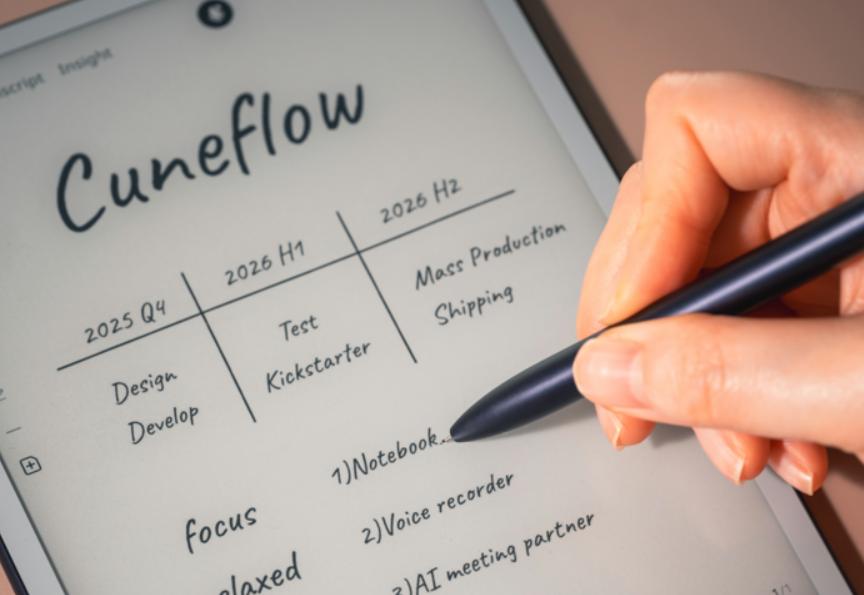 Hand writing with Cuneflow stylus on E-Ink screen