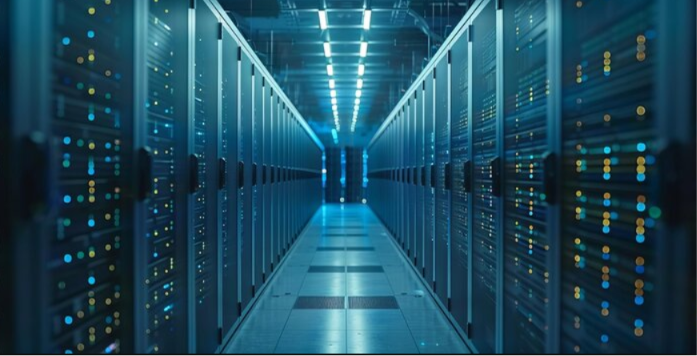 Modern data center infrastructure with high-density server racks optimized for AI workloads