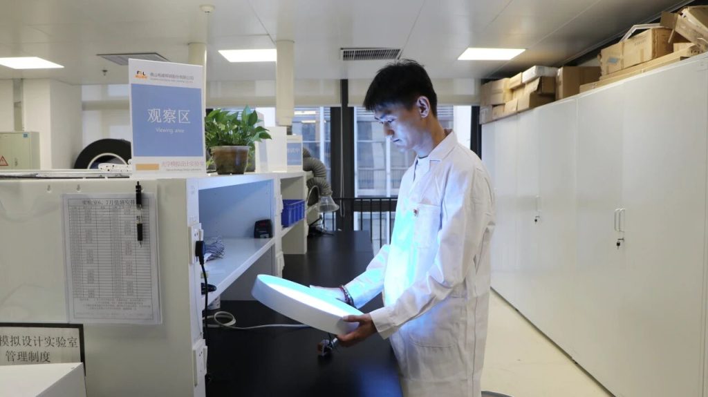 FSL lighting engineer testing LED product in laboratory