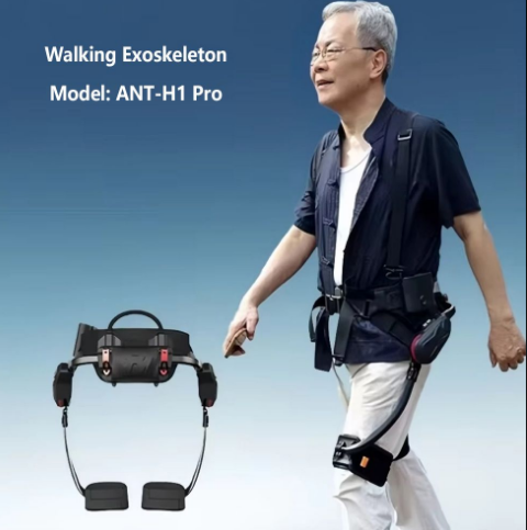 Elderly user wearing Tashan walking exoskeleton